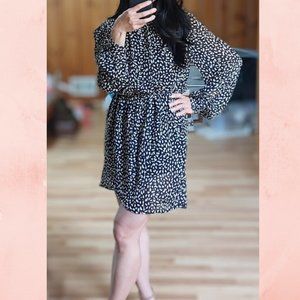 Forever 21- Black & White - Speckled Print Fit & Flare Dress